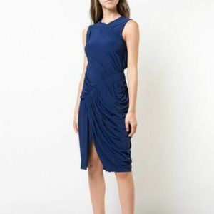 Jason Wu Collection Size 12 Sapphire Blue Draped Midi Dress Msrp $1695.00